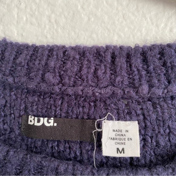 BDG Women's Purple Elbow Patch Knit Pullover Sweater Size Medium - Picture 2 of 4